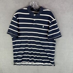 Polo Ralph Lauren‎ Mens Polo Shirt Large Striped 90s Y2K Preppy Skate Pony